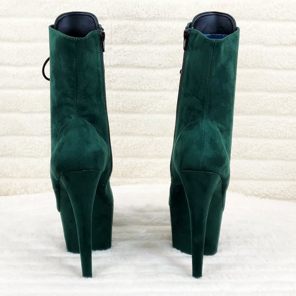 Adore 1020FS Emerald Green V-Suede Platform 7" Heel Ankle Boots - Picture 13 of 14